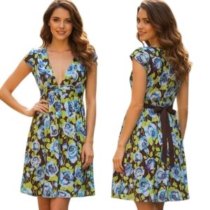 FREE PEOPLE Floral Print  100% Silk Babydoll Dress - Size M